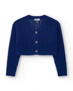 Veste pour fille en bleu avec boutons décoratifs
