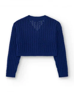 Veste pour fille en bleu avec boutons décoratifs