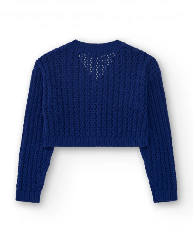 Veste pour fille en bleu avec boutons décoratifs