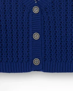 Veste pour fille en bleu avec boutons décoratifs