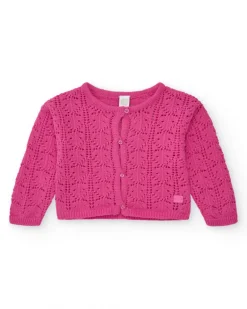 Veste rose pour fille avec boutons frontaux