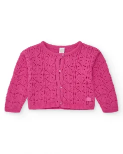 Veste rose pour fille avec boutons frontaux