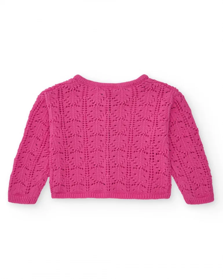 Veste rose pour fille avec boutons frontaux