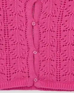 Veste rose pour fille avec boutons frontaux