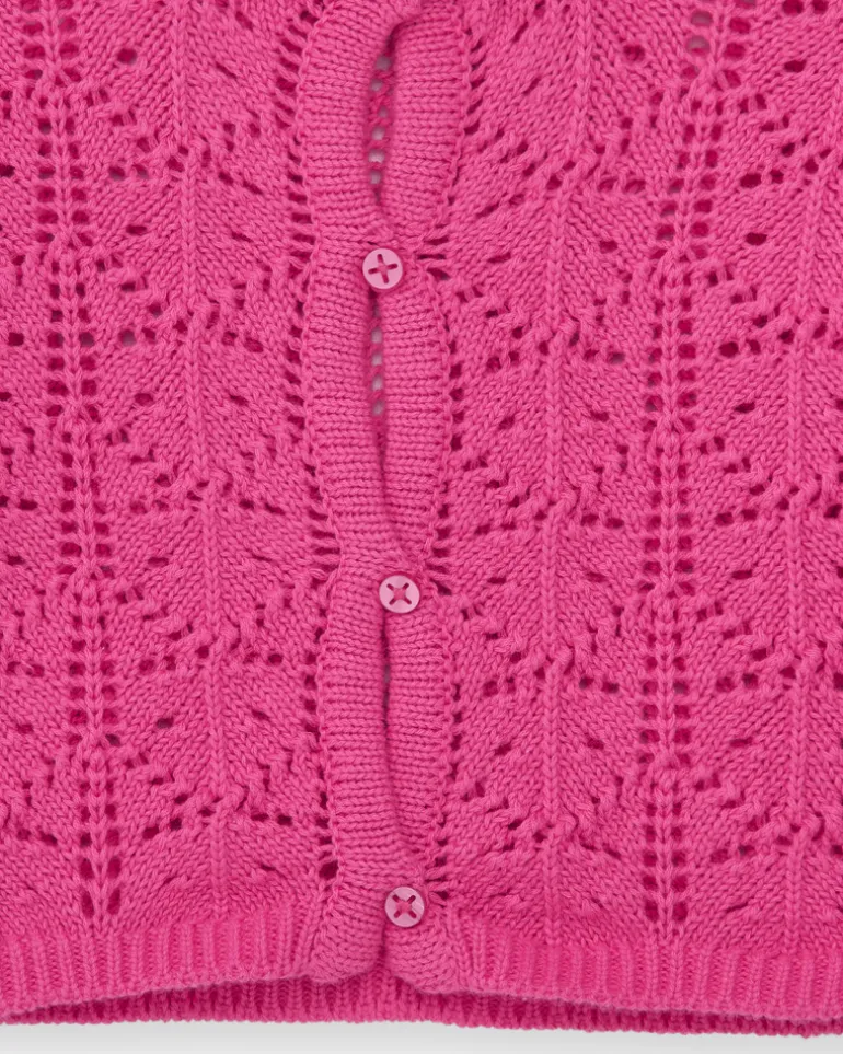 Veste rose pour fille avec boutons frontaux